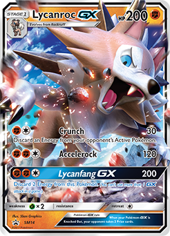 Promo Pokémon card Lycanroc GX SM14 from Sun and Moon Promos expansion