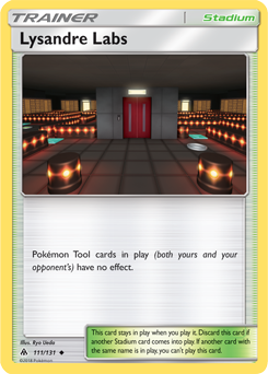Uncommon Pokémon card Lysandre Labs 111/131 from Forbidden Light expansion