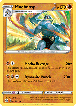 Rare Holo Pokémon card Machamp 026/073 from Champion s Path expansion