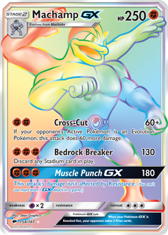 Secret Rainbow GX Pokémon card Machamp GX 154/147 from Burning Shadows expansion