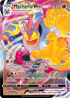 Ultra rare VMAX Pokémon card Machamp VMAX 073/189 from Astral Radiance expansion