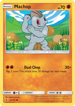 Common Pokémon card Machop 62/145 from Guardians Rising expansion