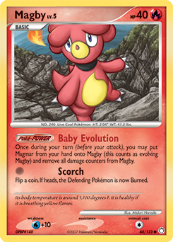 Common Pokémon card Magby 88/123 from Mysterious Treasures expansion