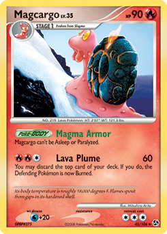 Uncommon Pokémon card Magcargo 45/106 from Great Encounters expansion