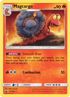 Rare Pokémon card Magcargo 24/168 from Celestial Storm expansion