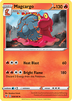 Uncommon Pokémon card Magcargo 028/185 from Vivid Voltage expansion