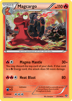 Rare Pokémon card Magcargo 21/146 from X&Y expansion