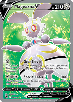 Full Art V Pokémon card Magearna V 182/195 from Silver Tempest expansion