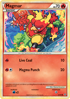 Common Pokémon card Magmar 52/95 from Unleashed expansion