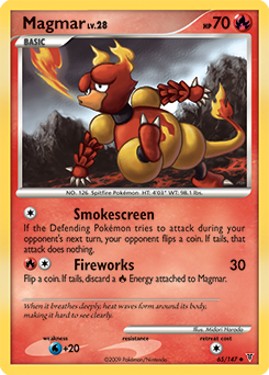 Uncommon Pokémon card Magmar 65/147 from Supreme Victors expansion