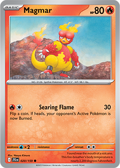Common Pokémon card Magmar 20/159 from Journey Together expansion