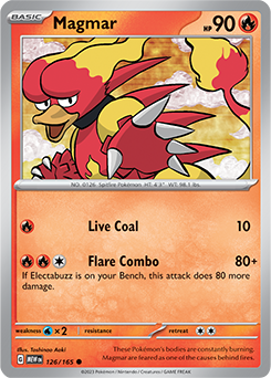 Common Pokémon card Magmar 126/165 from 151 expansion