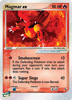 Carte Pokémon Magmar ex 100/109 de la série Ex Rubis & Saphir en vente au meilleur prix