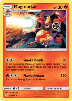 Rare Pokémon card Magmortar 22/236 from Unified Minds expansion