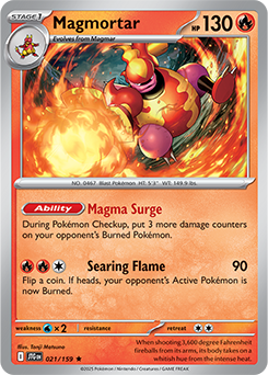 Rare Pokémon card Magmortar 21/159 from Journey Together expansion