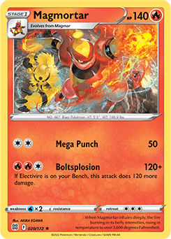 Rare Pokémon card Magmortar 020/172 from Brilliant Stars expansion