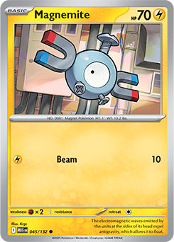Common Pokémon card Magnemite 45/132 from Mega Evolution expansion