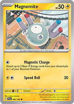 Common Pokémon card Magnemite 065/193 from Paldea Evolved expansion