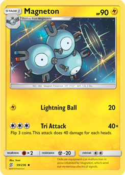 Uncommon Pokémon card Magneton 59/236 from Unified Minds expansion