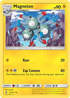 Uncommon Pokémon card Magneton 35/131 from Forbidden Light expansion