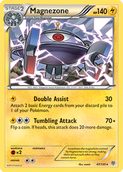 Rare Pokémon card Magnezone 47/135 from Plasma Storm expansion