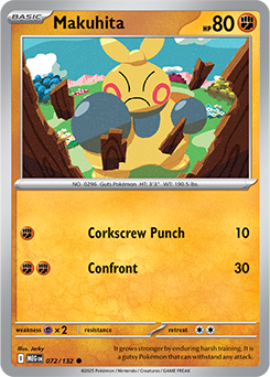 Common Pokémon card Makuhita 72/132 from Mega Evolution expansion