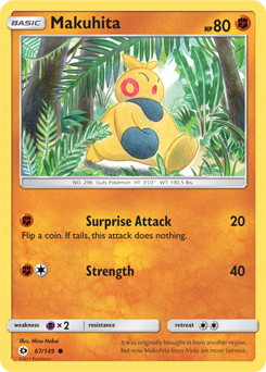 Common Pokémon card Makuhita 67/149 from Sun & Moon expansion