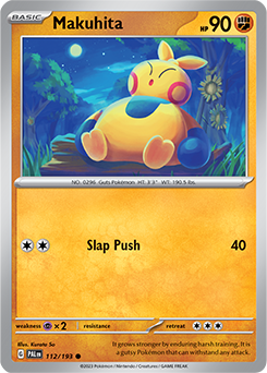 Common Pokémon card Makuhita 112/193 from Paldea Evolved expansion