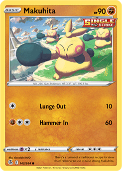 Common Pokémon card Makuhita 142/264 from Fusion Strike expansion