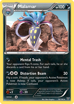 Rare Pokémon card Malamar 76/146 from X&Y expansion