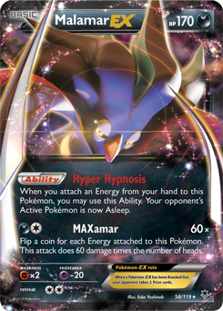 Pokémon EX Pokémon card Malamar EX 58/119 from Phantom Forces expansion