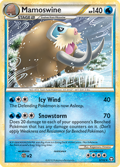 Rare holo Pokémon card Mamoswine 5/102 from Triumphant expansion
