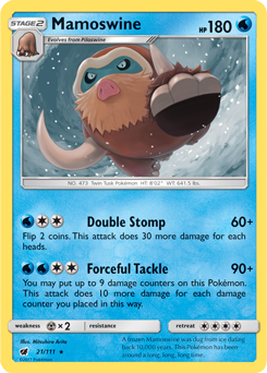 Rare Pokémon card Mamoswine 21/111 from Crimson Invasion expansion