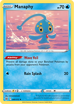 Rare Pokémon card Manaphy 041/172 from Brilliant Stars expansion