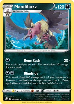 Mandibuzz 120/192 Pokémon card from Rebel Clash for sale at best price