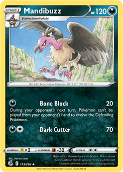 Uncommon Pokémon card Mandibuzz 173/264 from Fusion Strike expansion