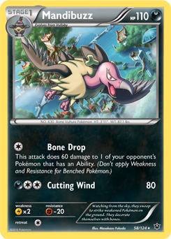 Rare Pokémon card Mandibuzz 58/124 from Fates Collide expansion