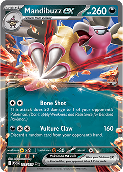 Double rare Pokémon card Mandibuzz ex 139/217 from Ascended Heroes expansion
