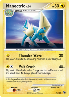 Uncommon Pokémon card Manectric 40/100 from Majestic Dawn expansion