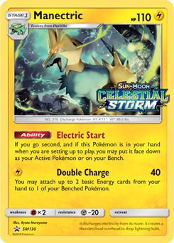 Promo Pokémon card Manectric SM130 from Sun and Moon Promos expansion