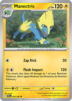 Uncommon Pokémon card Manectric 76/182 from Destined Rivals expansion
