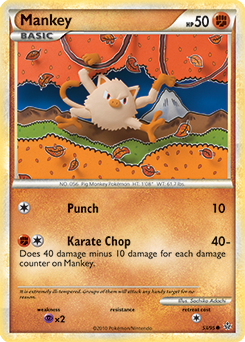 Common Pokémon card Mankey 53/95 from Unleashed expansion