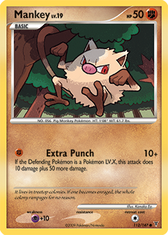 Common Pokémon card Mankey 112/147 from Supreme Victors expansion