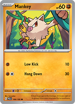 Common Pokémon card Mankey 106/193 from Paldea Evolved expansion