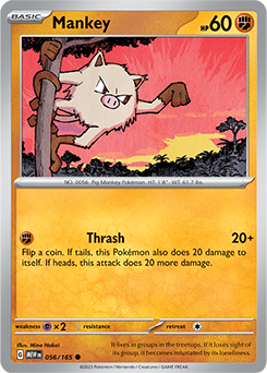 Common Pokémon card Mankey 56/165 from 151 expansion