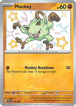 Mankey 169/91 Pokémon card from Paldean fates for sale at best price
