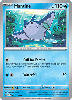 Common Pokémon card Mantine 32/132 from Mega Evolution expansion