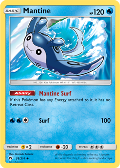 Mantine 58/214 Pokémon card from Lost Thunder for sale at best price