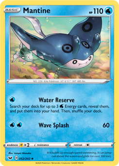 Uncommon Pokémon card Mantine 52/202 from Sword & Shield expansion