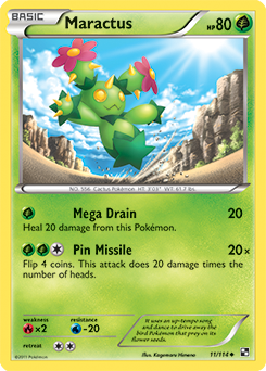 Uncommon Pokémon card Maractus 11/114 from Black & White expansion